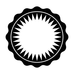 Wavy edge promo black badge, Blank sale sticker, Flat vintage label icon Silhouette vector on white background