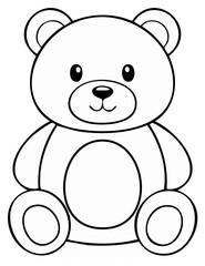 Cute Teddy Bear Outline Illustration for Coloring and Design