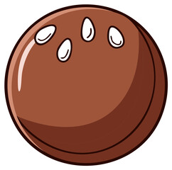 Fototapeta premium Stylized Brown Coconut with Three Eye Spots and White Highlights