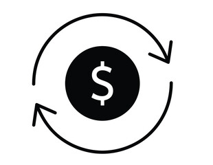Streamline your budget with simplified money flow, dollar symbol surrounded with circular arrows for exchange and investment, promoting financial growth and success
