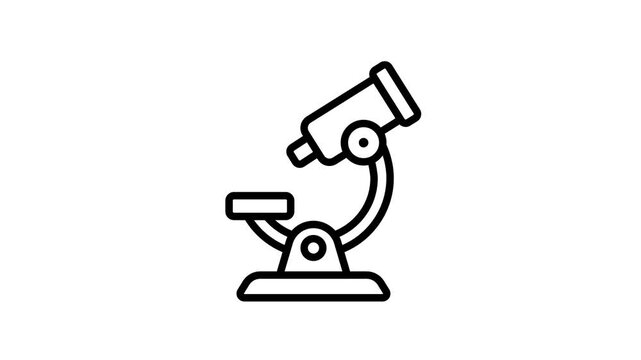 An editable line style animated icon showing microscope