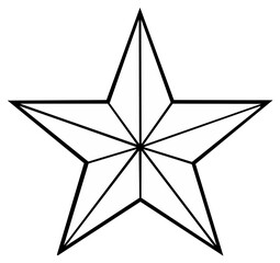 Black and white geometric star design, isolated on white background. Simple illustration.