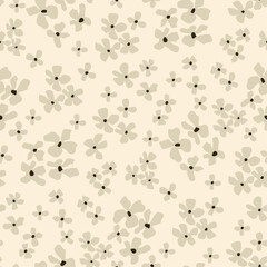 Beige abstract small flowers ditsy pattern