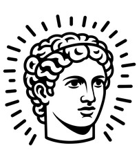linear drawing silhouette of Apollo in minimalism pencil strokes vector
