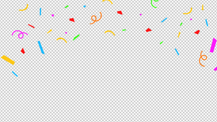 Colorful confetti isolated on a transparent background. Falling festive elements for easy overlay in print and digital designs. 2