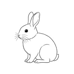 Fototapeta premium Minimalist Black and White Fine-Line Drawing of a Small Sitting Bunny Rabbit