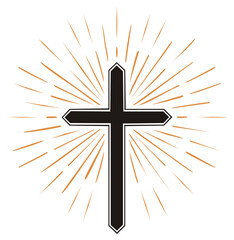 Symbolic cross with radiating beams of light spiritual representation