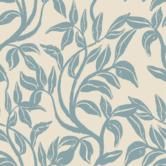 Blue branches seamless damask pattern