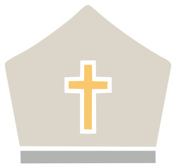 Obraz premium Illustration of a bishop's mitre with a golden cross and grey band, representing religious authority and faith