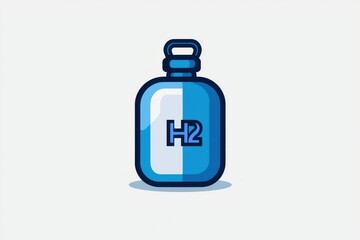 Obraz premium Minimalistic vector design of H2 chemical tank in blue tones
