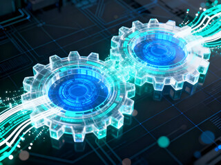 abstract blue background with gears