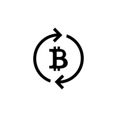 Bitcoin loop arrow icon vector. Digital currency exchange or cryptocurrency rotation symbol