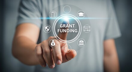 Fototapeta premium Grant funding concept digital interface interaction