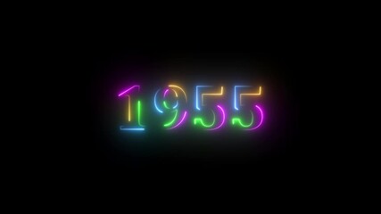 1955 neon line text. Abstract 1955 neon text animation, Glowing neon number text background. video animation . important year, important date 1955. Educational mathematics 1955 animation.