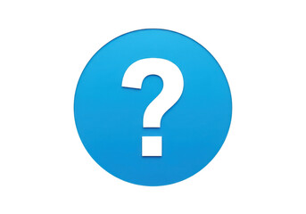 A bold black question mark symbol inside a bright blue oval isolated on transparent background