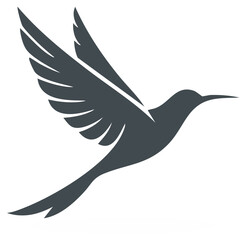 Fototapeta premium Hummingbird in Flight Elegant Bird Silhouette Icon with Spreading Wings Animal Vector Design