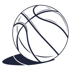Naklejka premium Stylized Outline of a Basketball with Shadow sport game