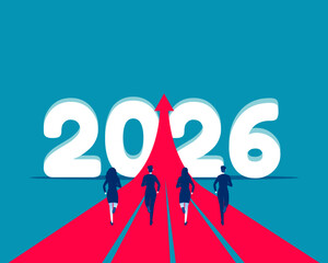 People running to 2026. Start up a new to goal © zenzen
