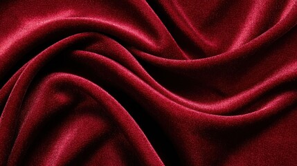 Obraz premium Soft and flowing deep red fabric displays a smooth luxurious texture in gentle waves inviting touch.