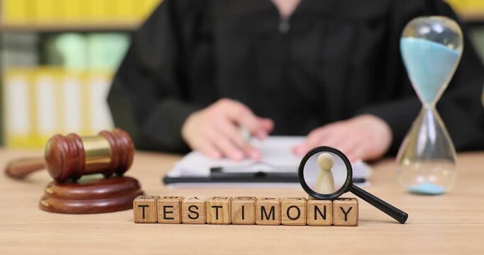 Witness prepares important testimony while time slips away in a courtroom setting