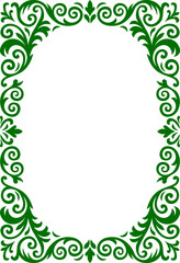 Elegant Green Ornate Oval Frame with Floral Scrollwork, Ceramic Floral frame, Decorative Purposes, Floor decoration, tiles vector art, border cover Swirls and Scrolls, page border, page frame, tiles.