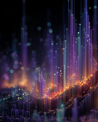 Obraz premium Digital Spectrum: A mesmerizing digital artwork pulses with vibrant energy, showcasing a symphony of light and color that embodies the ever-evolving world of technology.