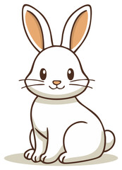 Obraz premium Cartoon White Rabbit Illustration with Sweet Smile Easter Animal Cute Bunny