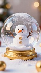 Tiny snow creature in a glass bubble 3D cute minimal art toy festive holiday decoration