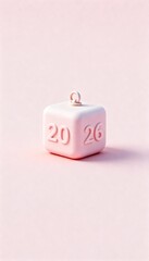 Cute cube ornament engraved 2026 minimal 3D Christmas New Year toy with blank space design