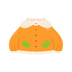 Illustration of Orange and White Knit Cardigan