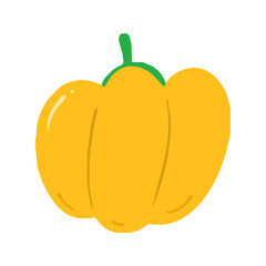 Cute Minimalist Yellow Bell Pepper Illustration, Hand-Drawn Sweet Vegetable