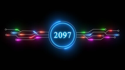 New year illustration with technology background. 