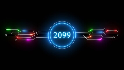 New year illustration with technology background. 