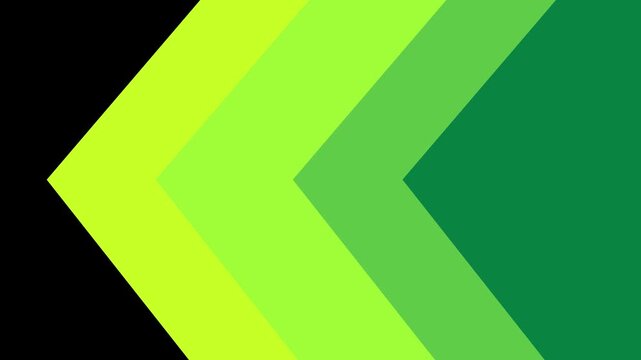 Flat design graphic arrows multi colored animation. Dynamic shape transition background with moving arrows to the left side on a black background
