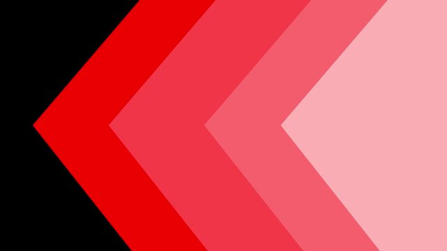 Flat design graphic arrows multi colored animation. Dynamic shape transition background with moving arrows to the left side on a black background
