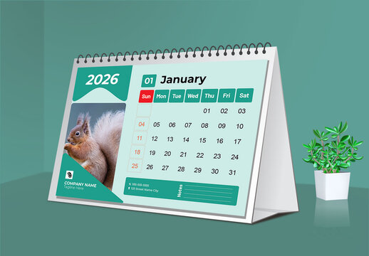 Desk Calendar 2026 Design Layout