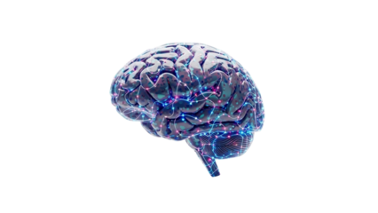 Artificial Intelligence Concept: 3D Rendered Brain with Neural Network Connectivity