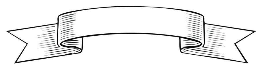 Vintage ribbon banner in a hand drawn sketch style for a title or header