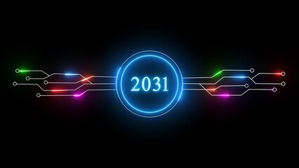 New year illustration with technology background. 