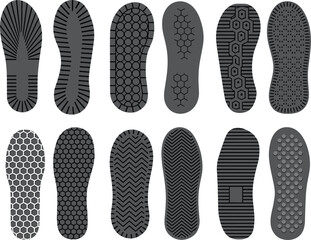 Shoe sole tread vector, footwear grip texture, sneaker outsole pattern, CAD drawing, flat illustration, technical sketch, traction design, sole detail, silhouette view