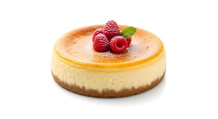 Delicious Cheesecake with Fresh Raspberries and Mint