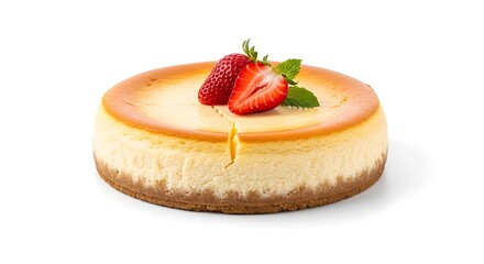 Delicious Cheesecake with Fresh Strawberries and Mint