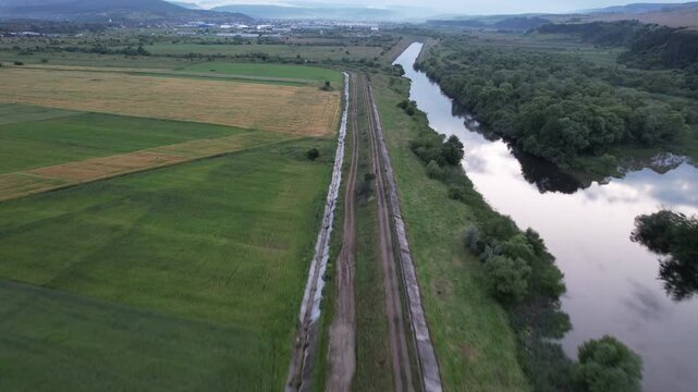Delta Floresti and Somes river, a river, delta, lake, and wetland area. Natural environment near the Cluj-Napoca city