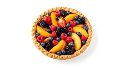 Delicious Fresh Fruit Tart with Berries and Peaches
