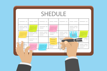 3D Isometric Flat Vector Illustration of Scheduling, Concept Of Planning Schedule Using Task Board. © TarikVision