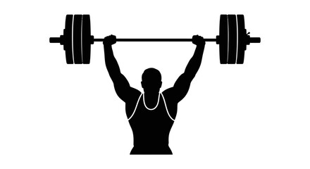 Weightlifting Silhouette – Athlete Holding Barbell Overhead in Power Pose