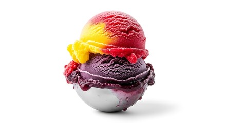 Delicious Multi-Flavored Ice Cream Scoops Melting