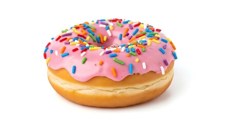 Delicious Pink Frosted Donut with Colorful Sprinkles
