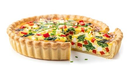 Delicious Quiche Lorraine with Spinach and Red Pepper