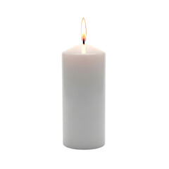 White memorial tribute remembrance candle isolated on a transparent or white background. PNG